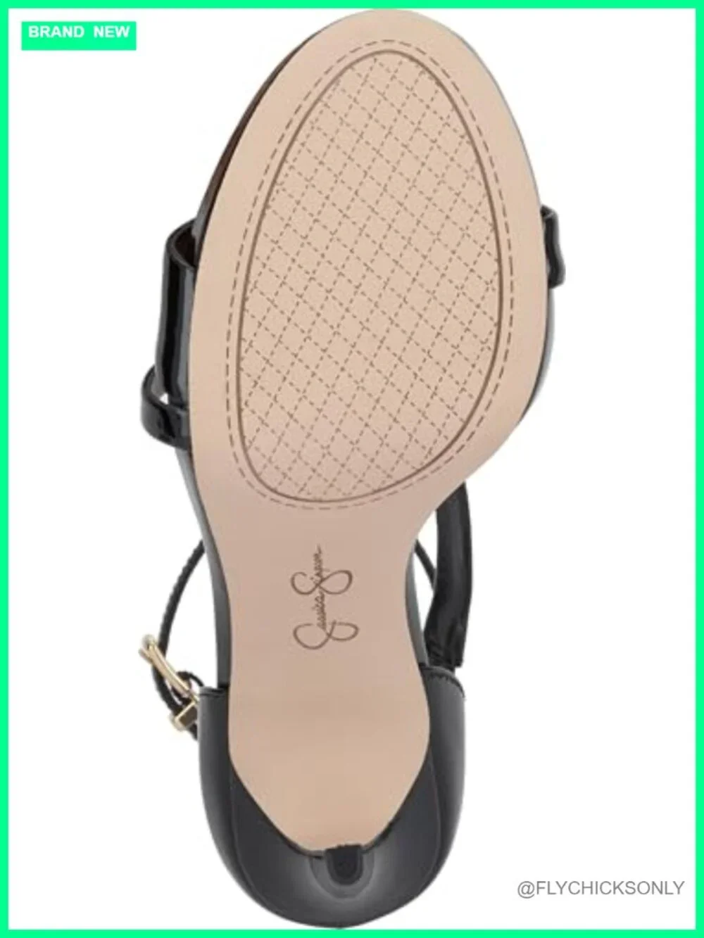 Stiletto Heeled Sandals with Ankle Strap and Buckle Closure in Black Super